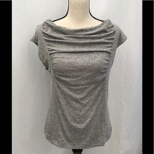 Meadow Rue Gray Fillmore Draped Front Blouse XS
